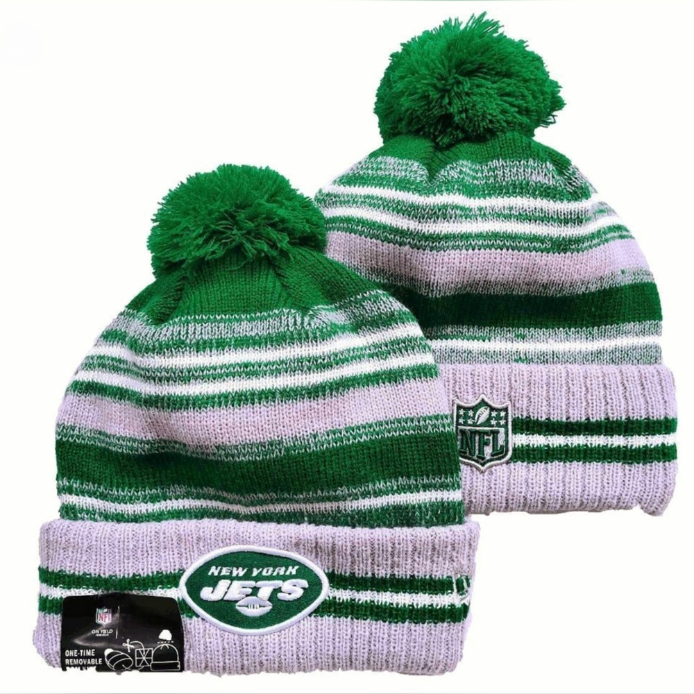 NWT New York Jets NFL Sports Knit Pom Beanie‎ Fleece Lining OSFA Unisex